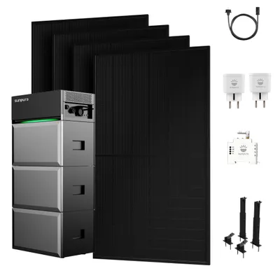 Produktbild von Balkonkraftwerk mit Speicher,Sunpura S2400 mit 2x B2400 Erweiterungsakku,JASolar 2000W PV Panel & Smart Zähler + Plug,4x Fassaden/Flachdach Halterung