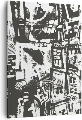 Produktbild von Bild auf Leinwand - Leinwandbild - Einteilig - Schwarzweiß Figuren Abstraktion - 50x70cm - Wand Bild - Wandbilder - Leinwanddruck - Wanddekoration - Leinwand bilder - Wandbild - PA50x70-5125