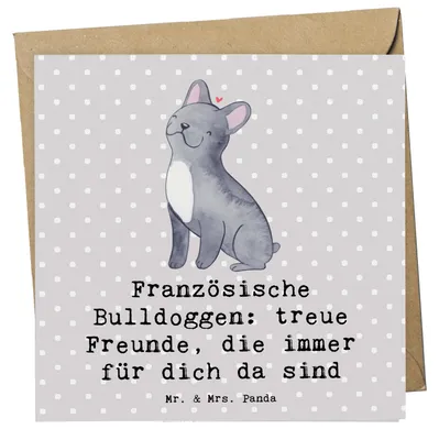Produktbild von Mr. & Mrs. Panda Grußkarte Französische Bulldogge Freund - Grau Pastell - Geschenk, liebenswerte Art, Lebensstil, anlasskarte, Hunderassen, Pflege, bedingungslose Treue