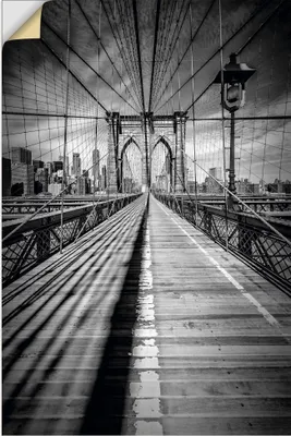 Produktbild von ARTland Wandbild, selbstklebend Brooklyn Bridge, New York City Monochrom Größe: 60x90 cm