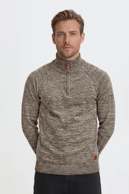 Produktbild von BLEND BHDanovan Herren Strickpullover Troyer Feinstrick Pullover mit Troyerkragen Reißverschluss Rippbündchen Baumwollmischung Regular fit