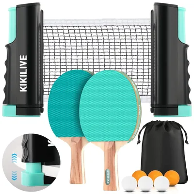 Produktbild von Tischtennis-Set mit Netz, 2 Schlägern und 6 Bällen