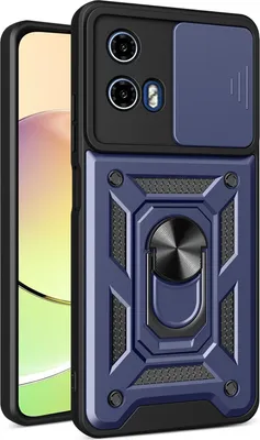 Immagine prodotto di Custodia per Motorola Moto G34, Custodia in silicone TPU Bumper con supporto ad anello, protezione fotocamera blu