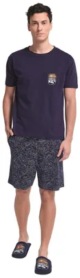 Produktbild von Sorbetto Herren Schlafanzug als kurzer Shorty aus Baumwolle, Shorty Dunkelblau, Gr. M