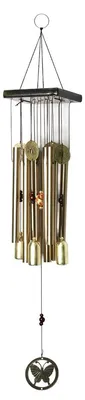 Metall-Windspiel 63 cm mit rotierendem Schmetterling
