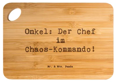 Produktbild von Mr. & Mrs. Panda Holzbrett Spruch Onkel Chef - Transparent - Geschenk, Chaos, Schneidebrett, Spaß, Dankeschön, Geburtstage, Patenonkel, Hackbrett, Küchenbrett, Familie