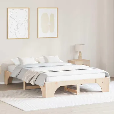 Zdjęcie produktu dla Maison Exclusive – rama łóżka Natur 150 x 200 cm Lite drewno sosnowe