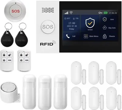 Immagine prodotto di Sistema di allarme domestico, connettività wireless, automazione intelligente, GSM 2G WiFi Kit D, spina UE
