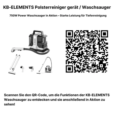 Produktbild von KB-ELEMENTS Waschsauger Teppichreiniger, Waschsauger Polsterreiniger,  Waschsauger mit Fernster-Reinigungsaufsatz, 750 Watt