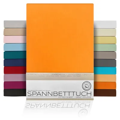 Produktbild von Beautex Spannbettlaken Jersey Baumwolle Premium,100x200cm,Orange, Matratzenart:Topper