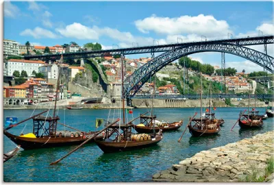 Produktbild von ARTland Leinwandbild Panorama Porto Eiffelbrücke und Douro Größe: 30x20 cm