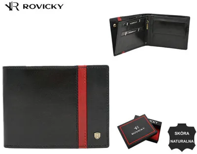 Produktbild von Rovicky | Herrenledergeldbörse, mit RFID, Naturleder, Schwarz, 9.5x12 cm