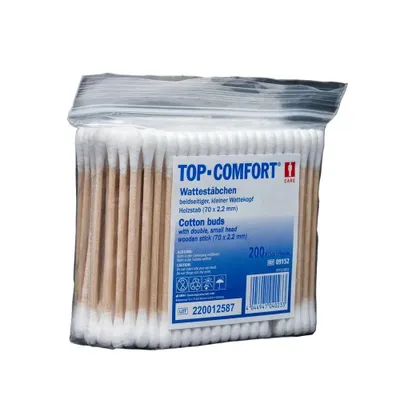 Produktbild von Einmal Wattestäbchen Top-Comfort - Ohrenstächen - 2-fach- Holzstäbchen 200 Stück
