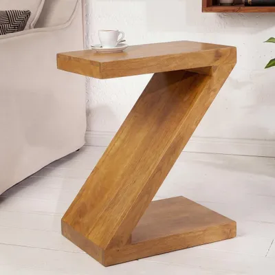 Produktbild von riess-ambiente Beistelltisch Z 60cm braun honey finish massives Mangoholz Z-Form Couchtisch