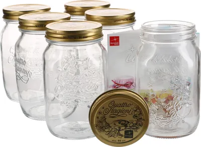 Produktbild von 6er Set Einmachglas Original Quattro Stagioni 1,0L incl. Bormioli Rezeptheft