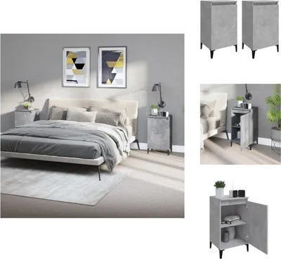 Immagine prodotto di vidaXL Comodini 2 pz. Grigio cemento 40x35x70 cm materiale a base di legno - Comodini