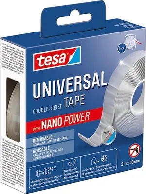 Productafbeelding van TESA UNIVERSAL NANO POWER: Tweezijdig montagetape, 3 meter x 30 mm