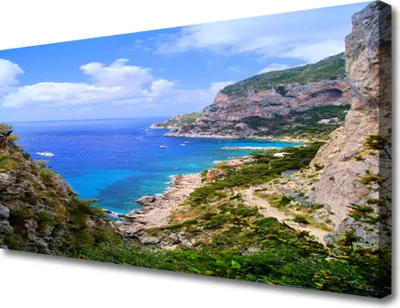 Produktbild von Tulup Leinwand-Bilder 100x50 Wandbild Canvas Kunstdruck Meer Strand Gebirge Landschaft