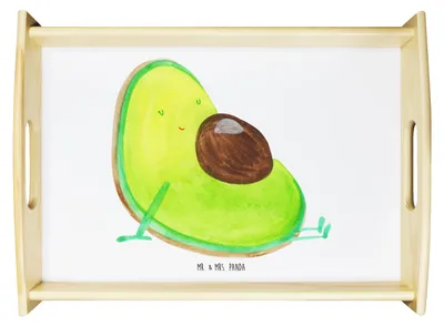 Produktbild von Mr. & Mrs. Panda sofatablett Avocado Schwangerschaft - Weiß - Geschenk, Serviertablett, Tablett, Baby, Schwanger, Liebe, aus holz, Geburt, frühstückstablett, Servier