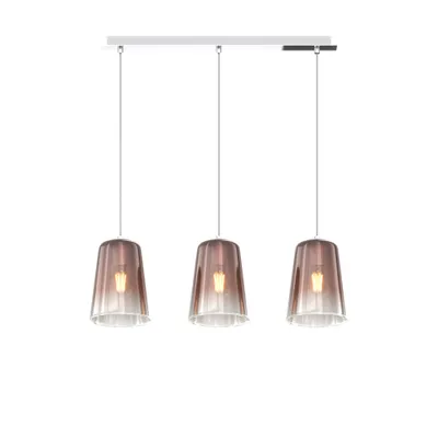 Immagine prodotto di Sospensione Contemporanea Rett. Shaded Metallo Cromo Vetro Rame 3 Luci E27
