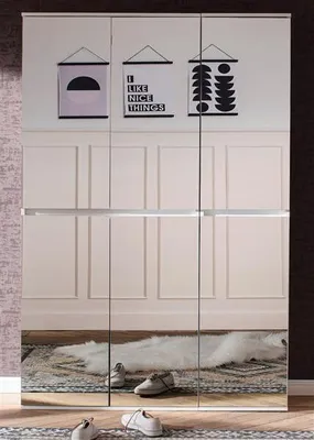 Produktbild von Schuhschrank in weiß Luna  Garderobe mit Spiegeltüren 111 x 191 cm
