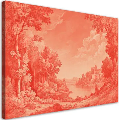 Produktbild von Leinwandbild Rot Landschaft Natur 120x80 Feeby Rot bild für die wand bereit zum aufhängen