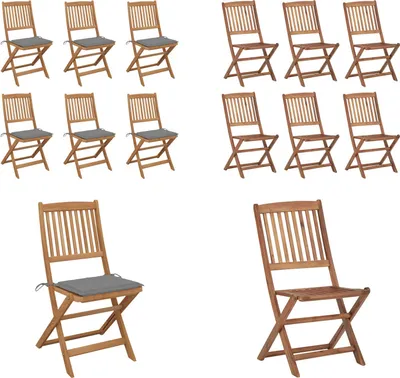 Image de vidaXL Chaises de jardin pliantes 6 pcs. avec coussin Bois massif Acacia - Chaise de jardin - Chaise pliante - Chaises pliantes