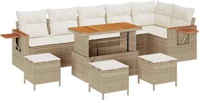 Produktbild von vidaXL Gartensofa-set mit Kissen 12 pcs Beige und Creme Poly-Rattan
