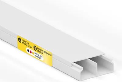 Produktbild von Kabelkanal aus hochwertigem PVC weiß Kabelleiste 2m - 1 Stück - 30x11mm