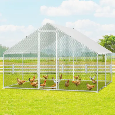 Image de Izrielar Enclos 3x3x2m - Poulailler en métal accessible avec 9 m² de surface d'exercice, porte & verrou - Enclos pour poules, petits animaux & plantes