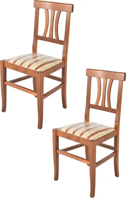 Produktbild von t m c s Tommychairs - 2er Set Stühle ARTEMISIA  für Küche und Esszimmer, robuste Struktur aus lackiertem Buchenholz in der Farbe Helles Nussbraun und gepolsterte Sitzfläche mit Liseré Stoff bezogen