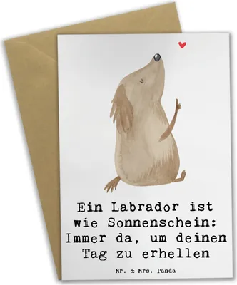 Produktbild von Mr. & Mrs. Panda Klappkarte Labrador Sonnenschein - Weiß - Geschenk, Hunde, einladungskarten, Therapiehund, Hunderassen, Glückwunschkarte, dankeskarten, freundlicher Hund