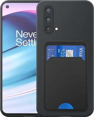 Image de Convient à OnePlus Nord CE Phone Case with TPU Card Holder - Flexible Back Cover Case Silicone TPU with Cardslot - Black - Smartphonics