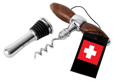 Produktbild von Handgefertigter Korkenzieher mit Nussbaumstopfen