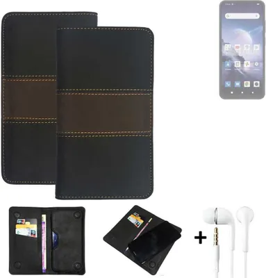 Produktbild von K-S-Trade Handyhülle + Kopfhörer kompatibel mit FreeYond M5 Schutzhülle Walletcase Bookstyle Tasche Schutz Case Hülle Wallet Cover Kunstleder