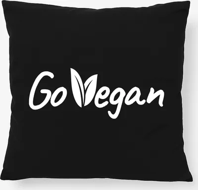 Produktbild von Huuraa Kissen Go Vegan Blätter 40x40cm mit Füllung Black Baumwolle Dekokissen Geschenkidee