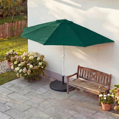 Produktbild von Sonnenschirm halbrund Parla, Halbschirm Balkonschirm, UV 50+ Polyester/Alu 3kg - 270cm grün mit Ständer