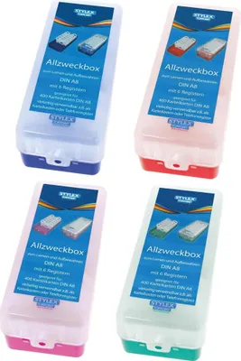 Produktbild von 4x Lernbox / Karteikasten / DIN A8 / je 1x blau, rot, grün, pink