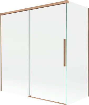 Produktbild von Mexen Rox Duschabtrennung, 2-flügelig, Schiebemodell 150 + 70 x 150 cm, transparent, gebürstetes Kupfer - 8C9-150-070-65-00