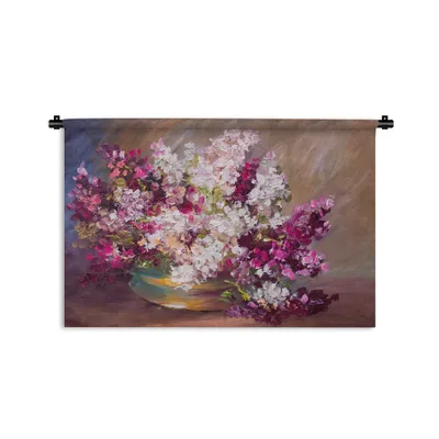 Produktbild von MuchoWow® Wandteppich Wandbehang Ölfarbe - Flieder - Farben 120x80 cm Tapisserie Dekoration Wandtuch - Wanddekorationen - Wandtücher