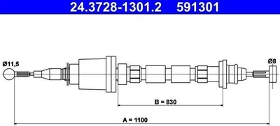 Image de ATE 24.3728-1301.2 Câble d'embrayage pour VOLVO 240 break (P245)