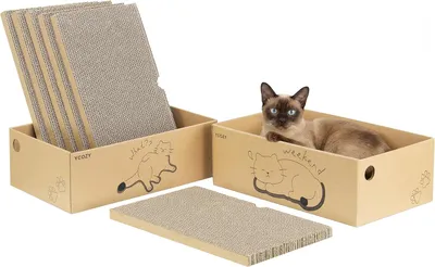 Produktbild von Kratzbrett für Katzen, 2 Boxen, 6 Kratzflächen, groß XXL, doppelseitiges Kratzkarton