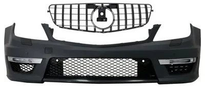 Immagine prodotto di Paraurti anteriore per Mercedes Classe C W204 dal 2012 in poi, modello C63 restyling, griglia del radiatore stile GT-R, colore nero.
