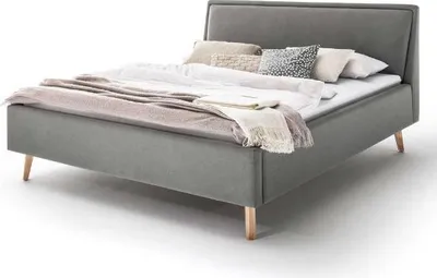Produktbild von Doppelbett Estee 140x200cm mit Stauraum - hellgrau/ocker