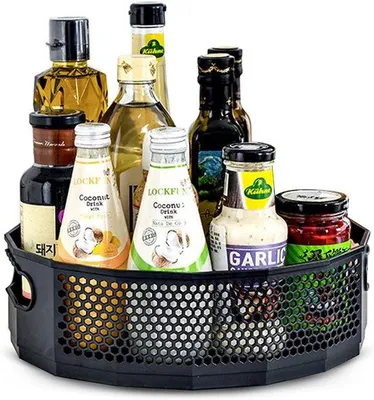 Produktbild von Famanu Drehplatte Kunststoff Schwarz - Küchenkräuterregal Organizer
