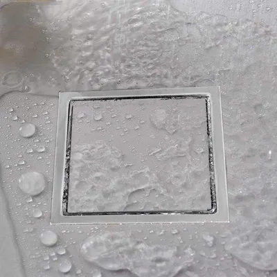 Obrázok produktu pre Z nehrdzavejúcej ocele, štvorcový, proti zápachu, do kúpeľne, sprchy, do obkladu, podlahová odtoková mriežka, proti upchatiu, do kuchyne, na toaletu, do garáže a do pivnice