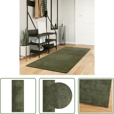 Produktbild von The Living Store Teppich HUARTE Kurzflor Weich und Waschbar Waldgrün 80x200 cm