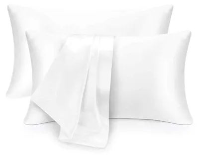 Obrázek produktu pro Saténový povlak na polštář, sada 2 ks, zip, 51x76 cm, bílý
