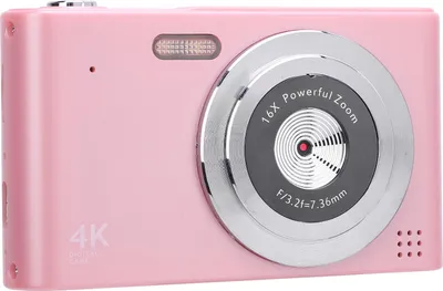 Obrázok produktu pre Digitálny fotoaparát, 16x zoom, 4K, 48 MP, 2,4-palcová obrazovka IPS, nahrávanie videa proti otrasom, kompaktný na cesty, s bleskom, ružový
