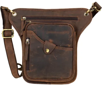 Produktbild von Motorrad Biker Beintasche Hüft-, Gürteltasche Leder Bauchtasche Motorrad(Braun)